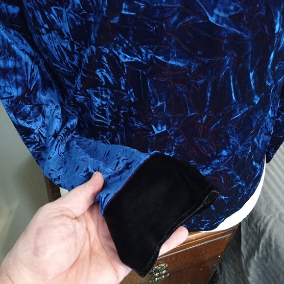 Blue Crushed Velvet Dance Costume with Swarovski Crystal AB 20ss Rhinestones - Picture 6 of 9